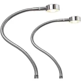 Kalb Material Für Möbel LED Bettleuchte Leseleuchte Bettlampe Flexleuchte chrom silbergrau Touch Schalt, Farbe:verchromt, Größe:2er Set