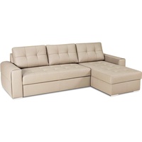 KONSIMO® Ecksofa NEVIS Ledersofa 4 Personen, Bett-Funktion, universal, gesteppter Sitz, zeitloses Design weiß