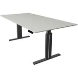 Kerkmann Move 3 elegant elektrisch höhenverstellbarer Schreibtisch lichtgrau rechteckig, T-Fuß-Gestell grau 180,0 x 80,0 cm