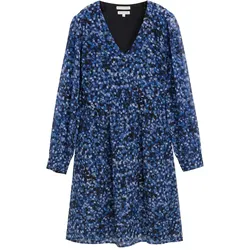 TOM TAILOR Damen Gemustertes Chiffon-Kleid, blau, Gemustert, Gr. 36