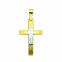 Kreuzkette ADELIA ́S "Halskette - Kreuzkette mit Kreuz Anhänger aus 585 Gold", gold, Halsketten, Damen, Gelbgold 585 Gold, Gelbgold 585, Gold, Kreuzkette, Schmuckset mit bis 45 cm stufenlos verstellbarer 925 Silber Halskette