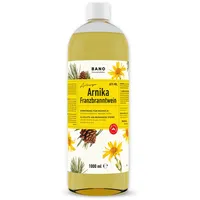 BANO Tiroler Arnika Franzbranntwein 1000ml, Ideal vor und nach Sport, sowie bei Muskelkater, zum Kühlen schwerer Beine, enthält 65% vol. Alkohol, Latschenkieferöl, Menthol und Arnikaextrakt