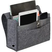 Relaxdays Betttasche, zum Einhängen, 6 Fächer, 4 Klettverschlüsse, Filz,