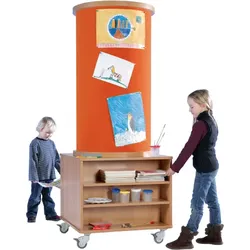 Mobile Litfaßsäule mit 2 Regalen und hochwertigem Stoffbezug, Serie KLS-2RS