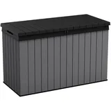 Keter Gartenbox "Darwin" 662 Liter naturgetreue Holzoptik Deckel bis 300 kg belastbar, abschließbar grau