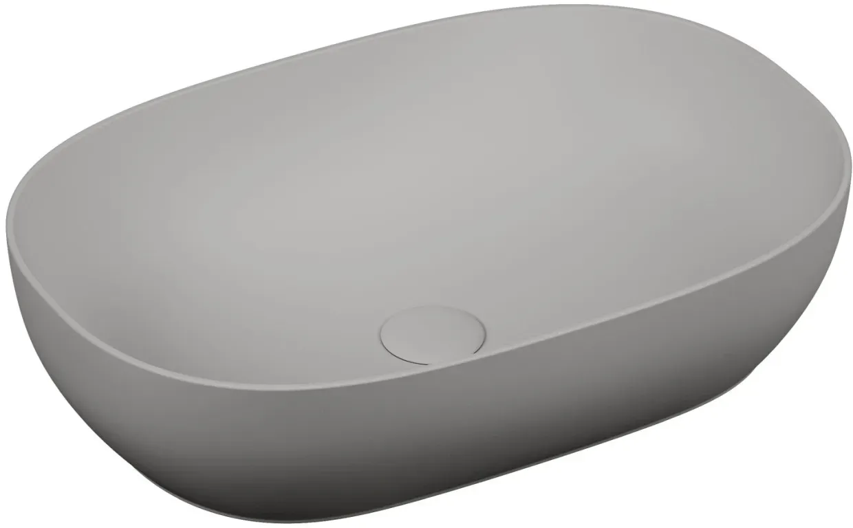 VitrA Outline Aufsatzschale oval 58 x 40 cm CERAFINE Sanitärkeramik Steingrau Matt,5995B476-0016 5995B476-0016