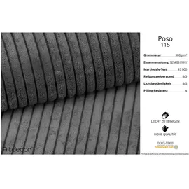 altdecor Ecksofa Cord 4-Sitzer Dunkelgrau