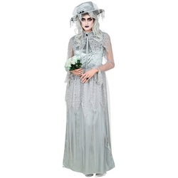 Widmann S.r.l. Hexen-Kostüm ‚Geisterbraut‘ für Damen, Geister Hexen Kleid mit grau