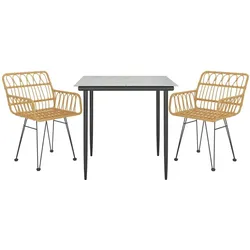 vidaXL 3-tlg. Garten-Essgruppe Poly Rattan