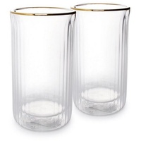 Asphald Glas 2er Set Doppelwandige Latte Macchiato 375ml Gläser Set Borosilikatglas, Hitzebeständiges Borosilikatglas weiß