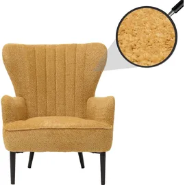 Mendler Lounge-Sessel HWC-K37 Chenille 75 x 80 x 75 cm Gelb mit Kissen