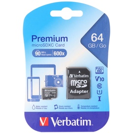 Verbatim microSDXC 64 GB Class 10 UHS-I + SD-Adapter