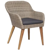 vidaXL Gartenstühle mit Polstern 2 Stk. Poly Rattan Braun