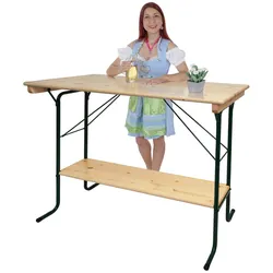 Stehtisch MCW-L67, Biergartentisch Biertisch Bierzelttisch Campingtisch, klappbar Metall Kiefer Holz 110x125x70cm MVG