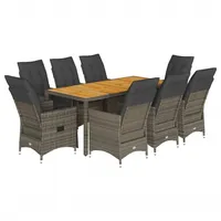 vidaXL Garten-Essgruppe 9-tlg. Grau