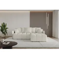 altdecor Ecksofa Samt mit Schlaffunktion 2-Sitzer Creme