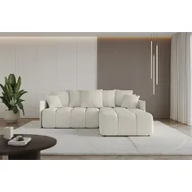 altdecor Ecksofa Samt mit Schlaffunktion 2-Sitzer Creme