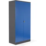 Schrank & Stuhl XL Werkzeugschrank – Werkstattschrank/Stahlschrank mit 4 höhenverstellbaren, vollverzinkten Fachböden, 195x92x50, Anthrazit/Blau