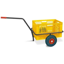 BRB Robuster Handwagen in anthrazit, belastbar bis zu 200 kg, mit 32 cm hohem Korb in gelb