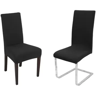 Beautex Stuhlhusse Johanna Stuhlhusse elastische Stretch Husse Bi-Elastic, Baumwolle schwarz