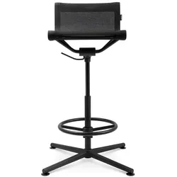 Barstuhl D1 Highstool Wagner Fußkreuz und Fußring Aluminium schwarz matt grau, Designer Stefan Diez, 83-109x77x77 cm