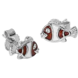 Paar Ohrstecker OSTSEE-SCHMUCK "Ostsee-Schmuck Ohrstecker kleiner Fisch Ohrstecker kleiner Fisch", rot, Ohrringe, Damen, 9 x 5mm, Silber 925 (Sterlingsilber)