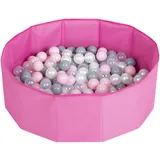 Petsona Hundepool Für Hunde Faltbarer Hunde Pool Hundeplanschbecken Mit Bunten Bällen, Hundebadewanne Spielbereich Für Hunde Und Planschbecken Katzen, Pink: Perle/Grau/Transparent/Puderrosa