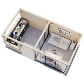 Palmako Gartenhaus Connect Lenna 16,6 m2 Set 407 Slide transparent tauchgrundiert