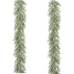 CREATIV green künstliche Pflanze Minifichten-Girlande, geeist, 180 cm, frost, 2er Set