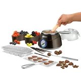 Unold Chocolatier Weihnachtsedition 48967 (braun/silber, 25 Watt, 12 weihnachtliche Förmchen), Fondue Set, Braun