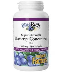 Natural Factors Super Strength Blueberry Concentrate 500 mg (180 Weichkapseln)