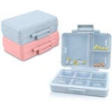 2PCS Tragbare tägliche Pillendose, Täglicher Pillen-Organizer Reise-Pillen-Organizer Pillen-Organizer Box Case Klein PillendoseMedikamentenbox für Reise und Tägliches Gebrauch