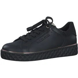 Marco Tozzi Damen Sneaker flach Vegan Freizeit, Schwarz (Black/Gold), 36 EU