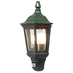 Wandleuchte Firenze, grun, klares Glas, mit Bewegungsmelde