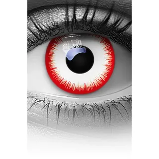 MERALENS Farbige Halloween Kontaktlinsen rot weiß Lunatic Lunar Red, 2 Stück (1 Paar), Ohne Sehstärke