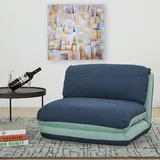 Klappsessel HWC-E68, Schlafsofa Schlafsessel, Stoff/Textil, hellblau/dunkelblau