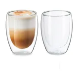 relaxdays Gläser-Set Latte Macchiato Gläser 350 ml, Glas, 2er Pack weiß