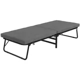 Homcom Klappbett 70 x 190 cm Gästebett klappbar mit 7cm Schaumstoff Matratze, verstellbares Kopfteil, Reisebett mit Rollen, Leinenoptik, für Büro, Gästezimmer, Dunkelgrau