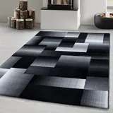 Carpetsale24 Kurzflor Teppich 160x230 cm, Modern Abstrakt Kariert in Schwarz Grau Weiß, Pflegeleicht, ideal für Wohnzimmer, Esszimmer oder Schlafzimmer