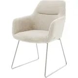 DeLife Polsterstuhl Pejo-Flex Cord Beige Kufengestell Edelstahl Taschenfederkern