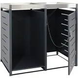 Mendler Mülltonnenverkleidung HWC-H40 125 x 130 x 80 cm anthrazit