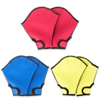 ZALHIN 3 Paar Schwimmhandschuhe(Rot, Blau, Gelb)- Aquatic Schwimmentraining Handschuhe für Den Oberkörperwiderstand, Neopren Handschuhe Fur Schwimmtraining, Schwimmen Zubehör Fur Surfen Schnorcheln