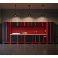 feistos Werkstatteinrichtung Novo 5 Metall Werkzeugschrank schwarz | rot 45,7x462x198cm