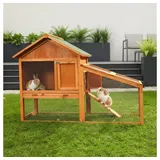 Feel2Home Kleintierkäfig Hasenstall Kaninchenstall Hasen Kaninchen Käfig Kleintierstall Holz braun