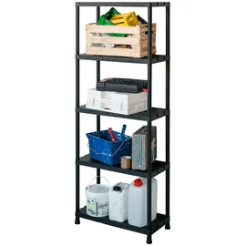 Ondis24 Steckregal ONDIS24, schwarz, B:71cm H:180cm T:35cm, Kunststoff, Regale, je 5 Böden, Kunststoff
