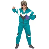 Foxxeo 80er Jahre Trainingsanzug Premium Kostüm für Herren - petrol weiss schwarz, Größe:XXL