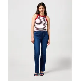 Wrangler Bootcut-Jeans "Flare", Damen, Gr. 29, Länge 34, blau (schwarz wash), Denim/Jeans, Obermaterial: 91% Baumwolle, 5% Polyester, 4% Elasthan, unifarben, ausgestellt lang, Jeans, im Retro-Design mit ausgestelltem Bein