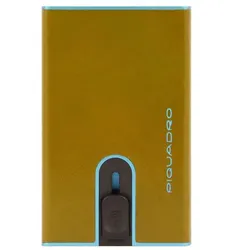 Piquadro Blue Square Kreditkartenetui RFID Schutz Leder 6.5 cm yellow