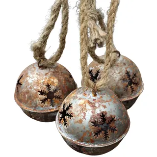 Gwenys Haus Deko Schellen 3er Set Rost - Hängende Dekoration - Metall - Weihnachten