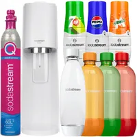 Wassersprudler SodaStream Terra White, 4 Flaschen,Grün/Weiß/Orange/Rot,1L,Sirups